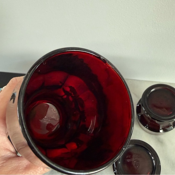 Anchor Hocking | Set of 5 Georgian Pattern Ruby Red Glass Tumblers Cups Goblets - Picture 5 of 7